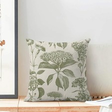 Vintage Sage Green Floral Pillow Covers 18 x 18 Inch Set of 2 Boho Hydrangea Flo