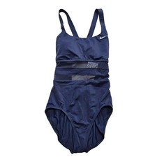 Nike Navy One Piece Swimsuit Mesh Panel Lined Women's Large NWT