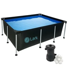 Lark 8.5' ft x 6' ft x 26" inches Rectangular Metal Frame Pool 300 Gal Pump