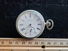 Antique Waltham Pocket Watch Star Wood Nickle Silver Case Winds Runs Stops