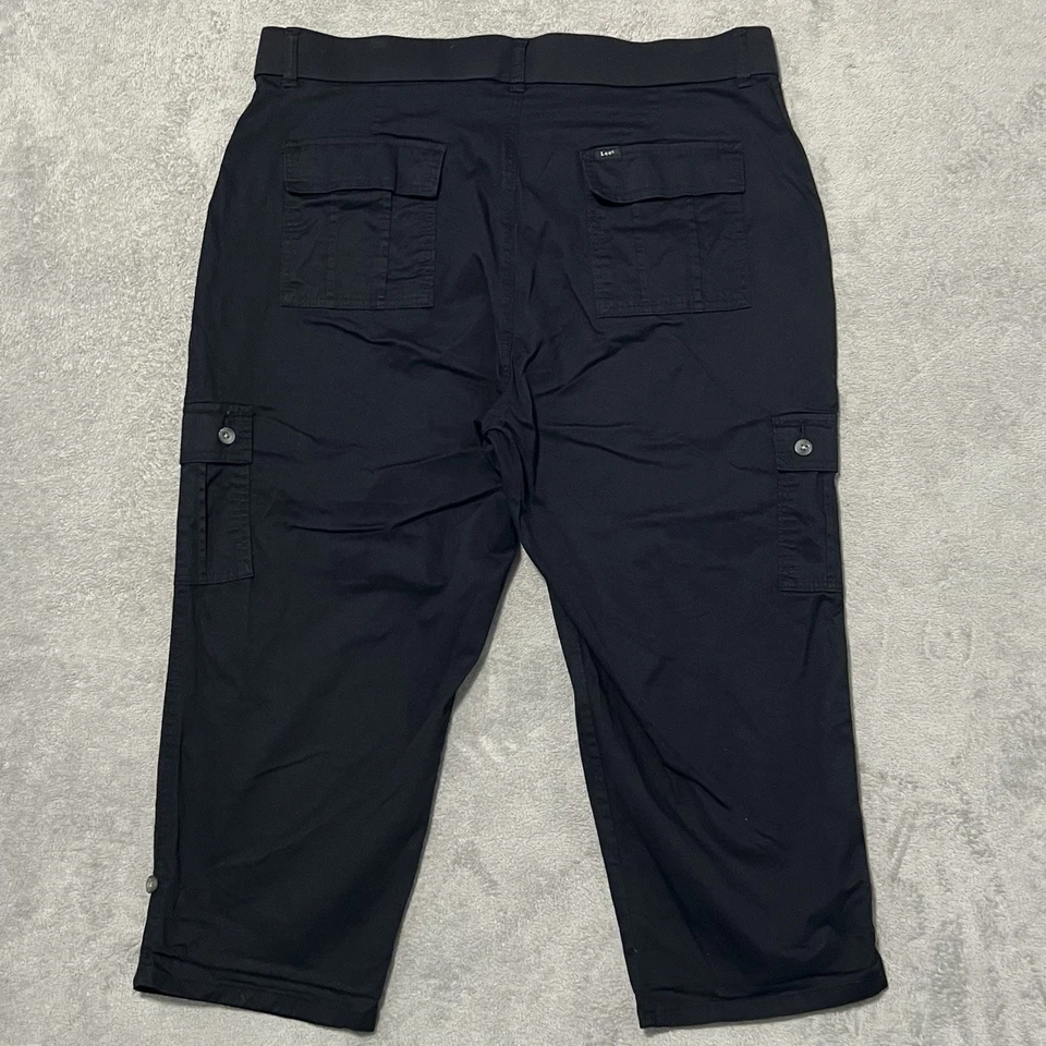 Pantalones Lee Mujer 18W Negro Flex to Go Ajustables Carga Capri Medianos Foto 2 de 4