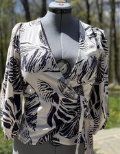 Nicole Miller Dark Purple  White Leaf Linen B...