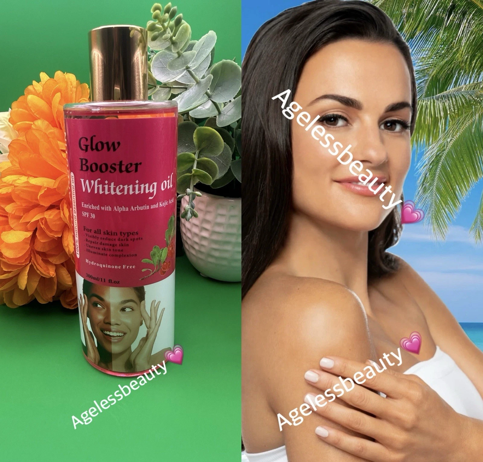 Skeenpoint Glow Booster Alpha Arbutin Whitening Body Oil Spf 30