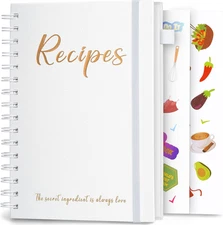 Recipe Book to Write in Your Own Recipes Sprial Hardcover Personal Blank 120