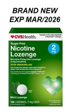 CVS Sugar-Free 2mg Nicotine Lozenge MINT 108 LOZENGES EXP 3/2026 - BRAND NEW