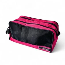 Toiletry Bag Dopp Kit Red Nylon & Mesh + Accessories Travel Makeup Organizer