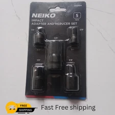 5-Piece Impact Socket Adapter Set, 1/4, 3/8, 1/2" Cr-V Steel, Conversion Kit