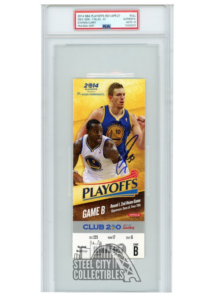 Stephen Curry Autographed Signed 2014 Playoffs Round 1 Game 4 Ticket PSA Auth PSADNA 10 