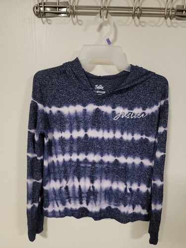 JUSTICE GIRLS HACCI LIGHTWEIGHT BREATHABLE Purple/ White TIE DYE HOODIE SIZE 10 - Picture 2 of 9