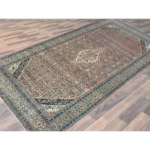 Alfombra de corredor de lana pura anudada a mano zoroástrica vintage de melocotón 11'2""x21'2"" R82548 - Imagen 4 de 12