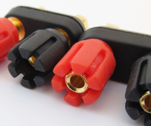 6x Gold 5-Way Dual Binding Post Audio Speaker Amplifier Terminal 4mm Banana Jack - Picture 2 of 3