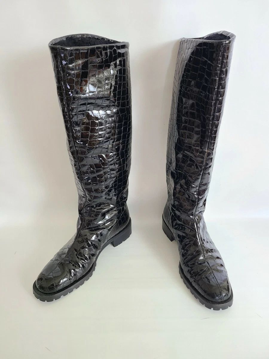 Patent leather croc best sale boots
