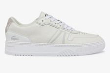 Lacoste Mens L001 0321 1 SMA Modern Embossed Logo Leather Trainers Size UK 8