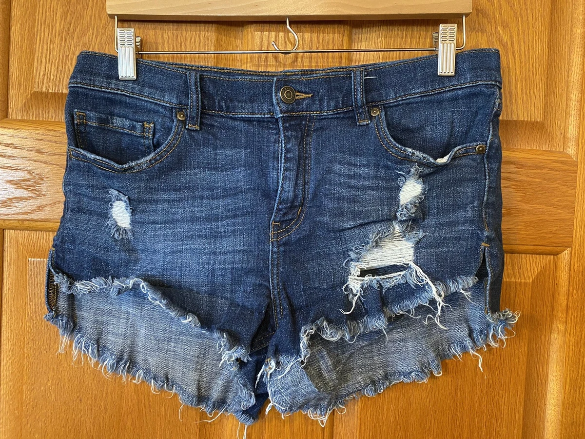 BW1 Eunina Shorts Cleo Mid Rise High Low Shortie Denim Womens Large