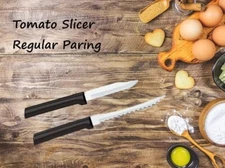 Rada 2 pc Set Tomato Slicer and Regular Paring Knife (Black Handle)