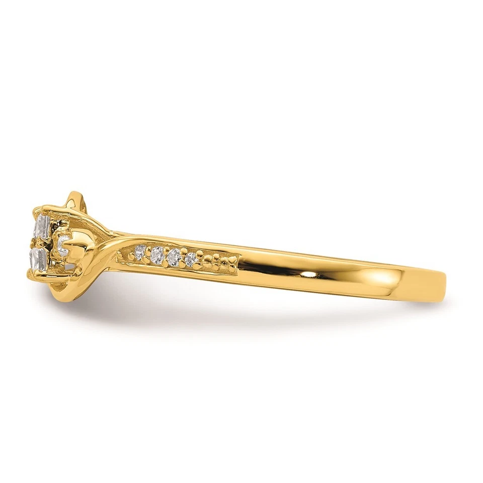 10k Yellow Gold Bypass Cluster 1/5Ct Diamond Engagement Ring for Women Size 7 - Image 3 of 4