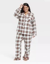 NWT Wondershop Women  s Holiday Tartan Plaid Flannel Pajama Set Size 4X