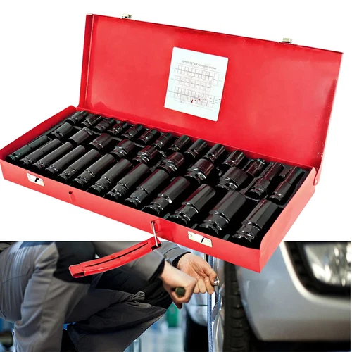 40 Piece Heavy Duty Car Truck Deep Impact Socket Set 1/2" Drive 8- 32mm Metric - Picture 5 of 14