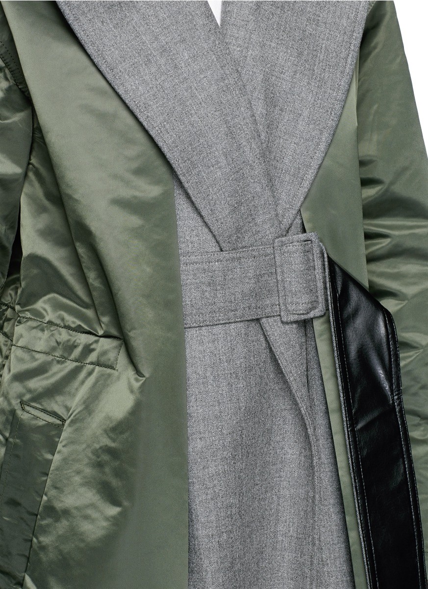 TOGA ACTIVE ×  trench coat Toga] Wool Insert Nylon Trench Coat Khaki & Grey EU 39 Oversized