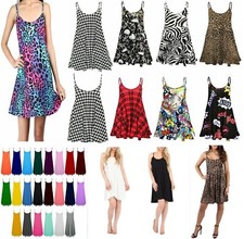 Women's Cami Dress Tops Plus Size Ladies Summer Swing Rainbow Top Strappy Vest
