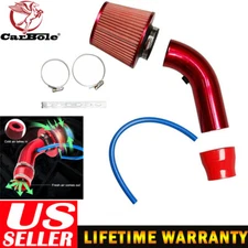 Red Car Cold Air Intake Filter Induction Kit Pipe Power Flow Hose System & 76mm
