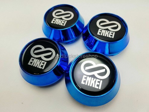 Cover Wheels Rim Center Caps Size 63mm Blue Logo Black For Enkei RPF1 Racing Car - Picture 4 of 11
