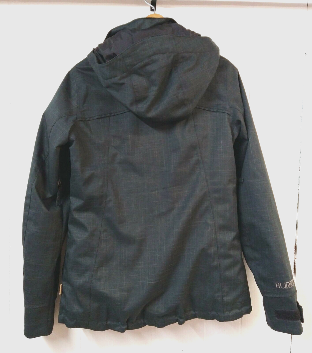 Burton black×l button dryride jacket Burton Dry Ride WM L Jacket Black Adjustable Sleeves Zip & Button