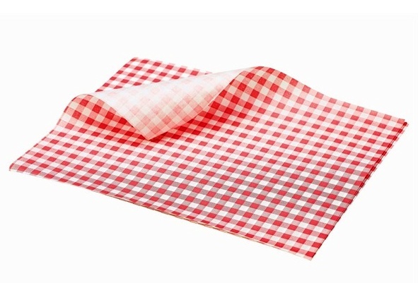 1000x Hojas de Papel a Prueba de Grasa, Estampado Rojo Guinga 25x20cm, Resistente a la Grasa