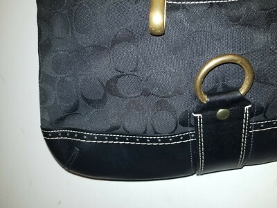 Coach Bag Black Signature/Jacuard/Leather Horsebit Hobo Bag