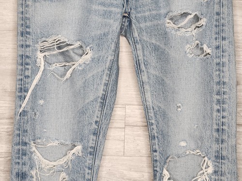 MOUSSY Vintage Destroyed Mid Rise Tapered Leg Light Wash Denim Jeans Size 25 - Picture 3 of 8