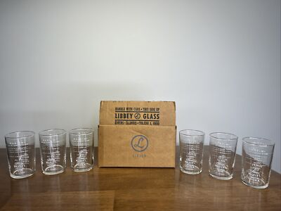 6 Vtg Hiram Walker's Crystal Vodka Gin Mixing Glass Martini with Original Box
