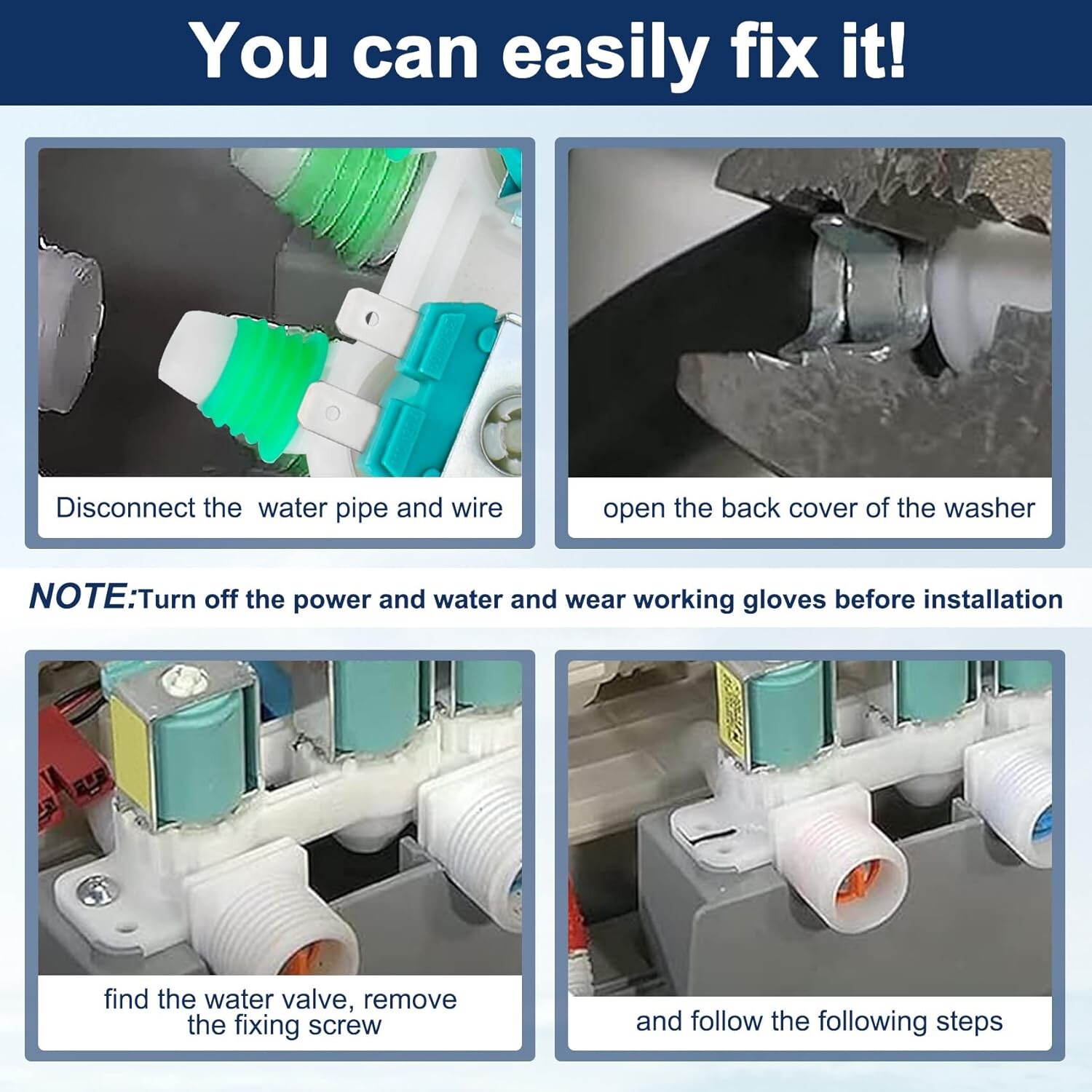 Washer Water Inlet Valve for Samsung WA400PJHDWR/AA-03 WA422PRHDWR/AA-02 - White