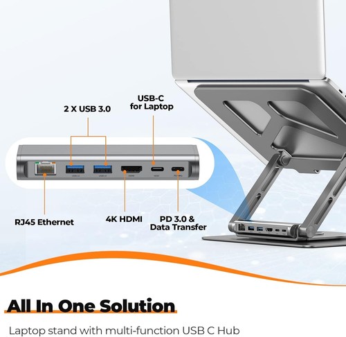 Compact 4K HDMI USB-C Dock, Detachable Hub & Stand for Laptop Connectivity - 第 11/11 張圖片