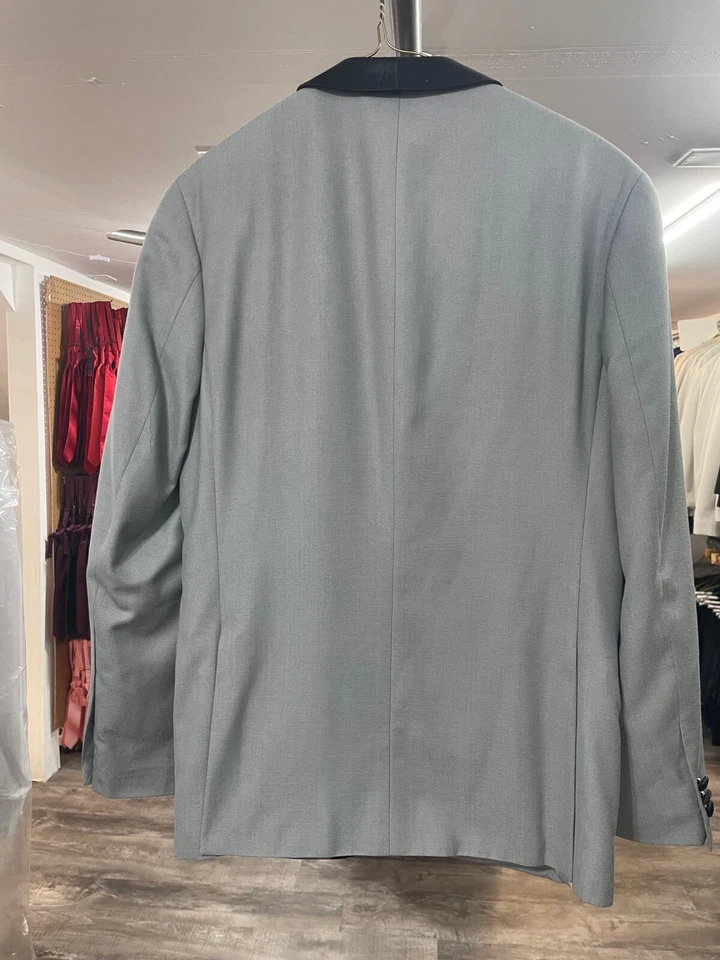 Gray with Black shawl lapel tuxedo Jacket - Image 3 of 4