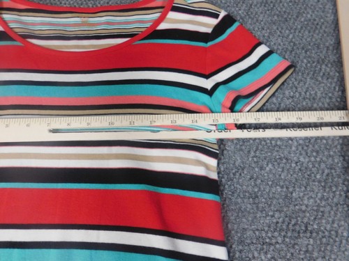 Jones New York Womens Blouse PXS Red striped pullover classic tee - Picture 5 of 12