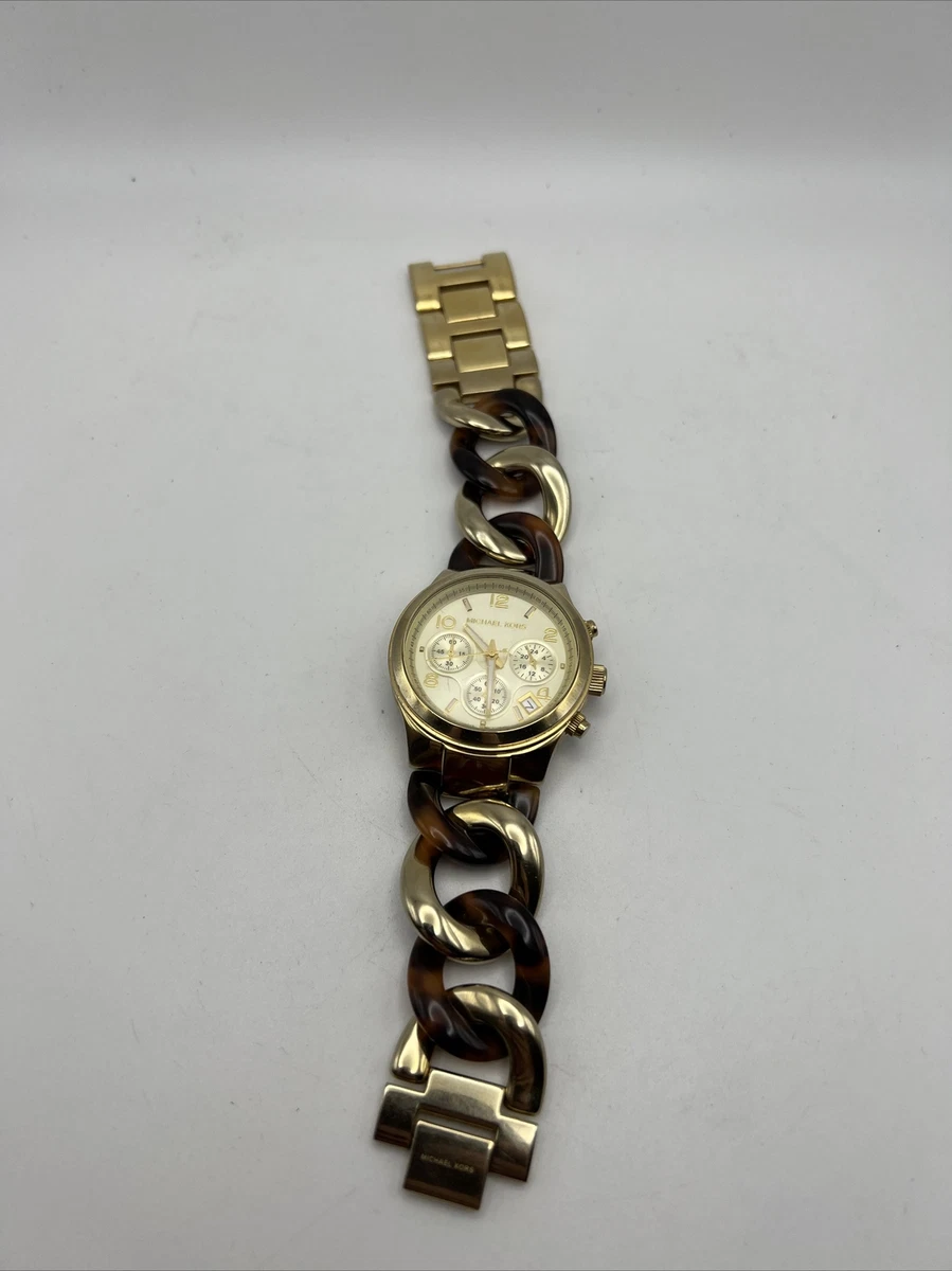 Michael Kors Watch MK4222 Chain Link Acrylic Gold Woman Watch READ