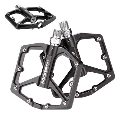 ROCKBROS Fahrradpedale Plattform Antirutsch Pedale Alu MTB E-Bike Schwarz CJ1T