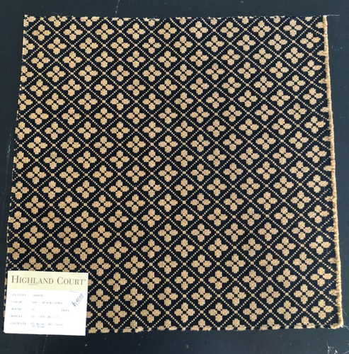 HIGHLAND COURT Geometric Floral in Black/Camel 16 1/4 x 16 1/2" Fabric Sample