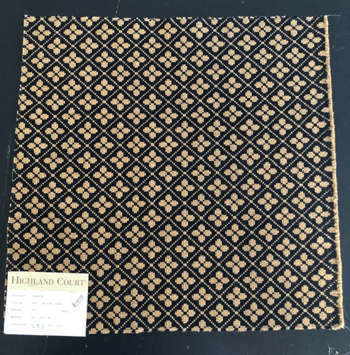 HIGHLAND COURT Geometric Floral in Black/Camel 16 1/4 x 16 1/2" Fabric Sample - Afbeelding 1 van 3