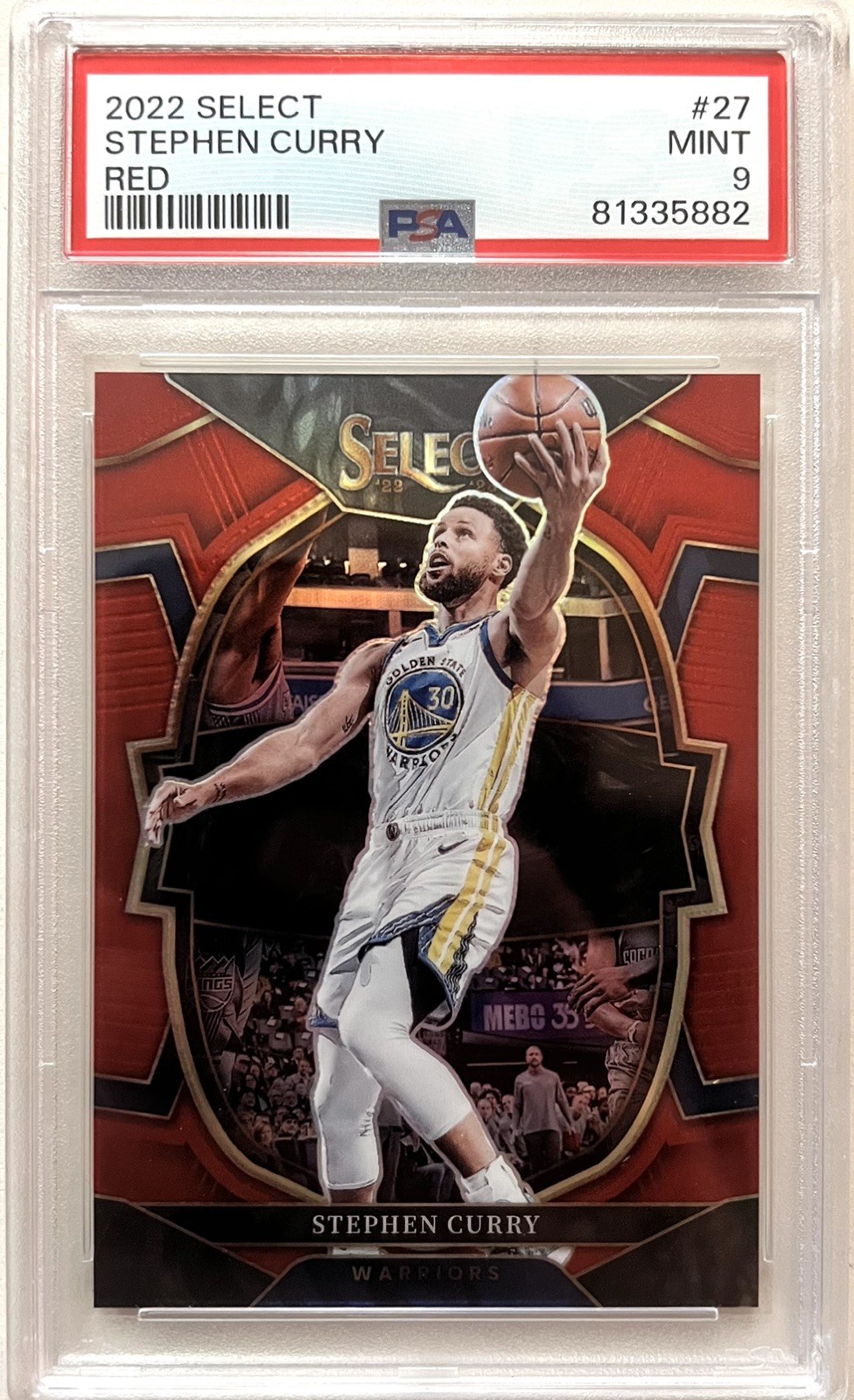 2022-23 Panini Select Stephen Curry RED PRIZM /199 PSA 9 MINT Warriors #27