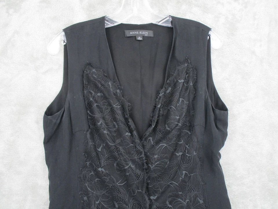 Blusa Anne Klein 10 Seda Encaje Bruja Capricho Gótico Oscuro Coqueta Botón Delantero Foto 3 de 4