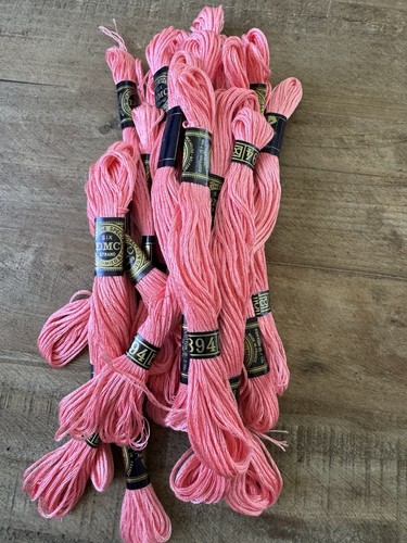 Vintage DMC 25 Cotton Embroidery Floss 894 Rose Pink Lot Of 23