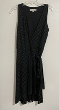 Loft  Black & White Polka Dot Wrap Dress Sleeveless & Stretchy sz Small EUC