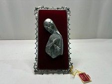QUADRO/QUADRETTO IMMAGINE MADONNA VERO PELTRO- CESELLATO A MANO 15 CM ARTE SACRA