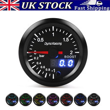 2'' 52mm LED Digital 7 Color Pointer Car Turbo Boost Meter Bar Pressure Gauge UK