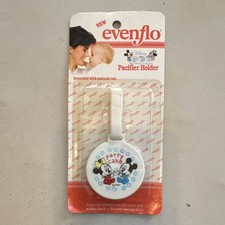 Evenflo Pacifier Holder Easy Clip-On Mickey Mouse  Friends White Red Blue