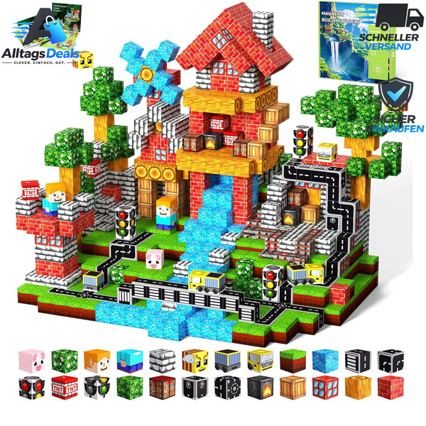 Magnetische Bausteine 100 Teile Waldtransport Spielzeug Geschenk FüR Kinder-image