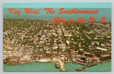 Key West FL The Southernmost US City Aerial View 1971 Postcard