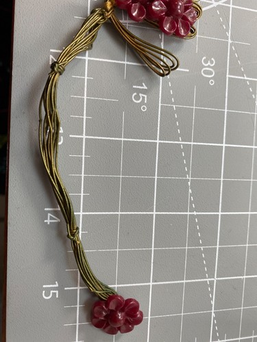Handmade Boho Resin Floral Gold tone Leaf Wire Choker Necklace Vintage 1960s - Picture 8 of 12