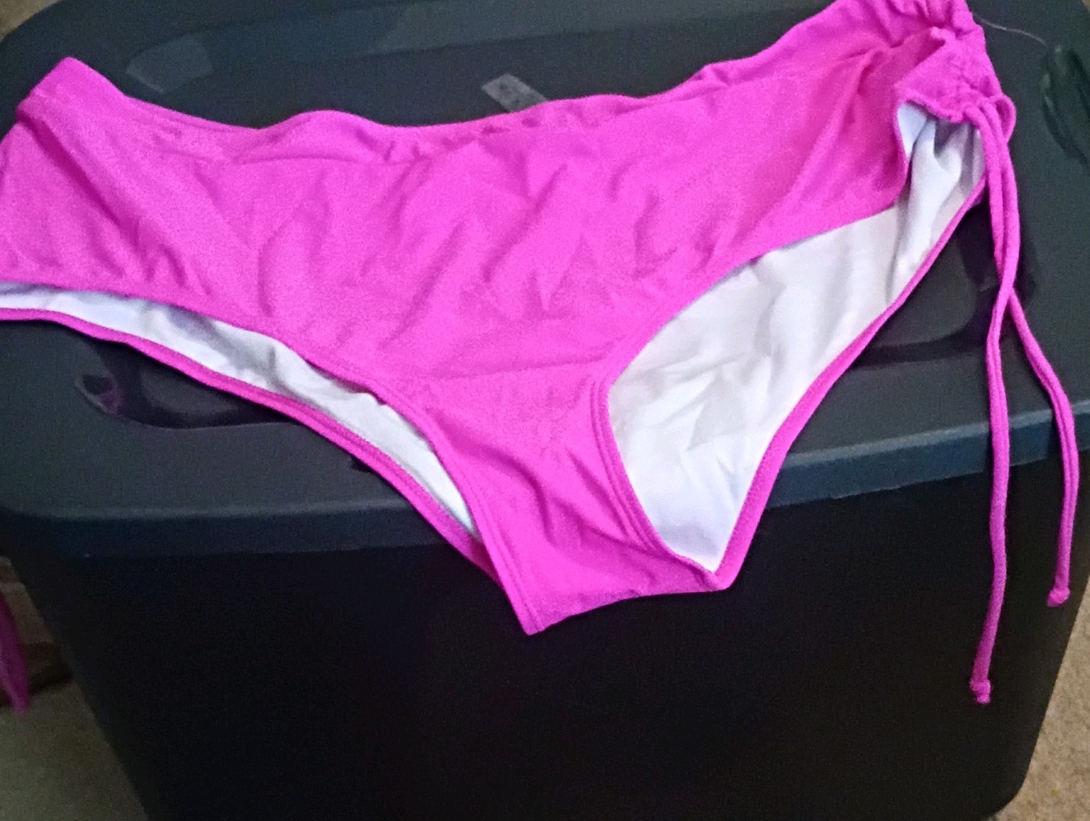 Women’s Pink Solid Bikini Swim Bottom - Regular Size Type Drawstring Side Tie